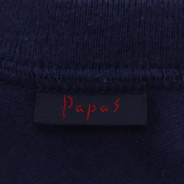 PaPas MANIERE DE HEMING パパス マニエール ド ヘミング ロゴプリント 半袖 ヘンリーネック ポロシャツ S ネイビー メンズ