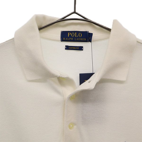 未使用 POLO RALPH LAUREN ポロラルフローレン グラデーション 半袖 ポロシャツ M ホワイト×オレンジ メンズ