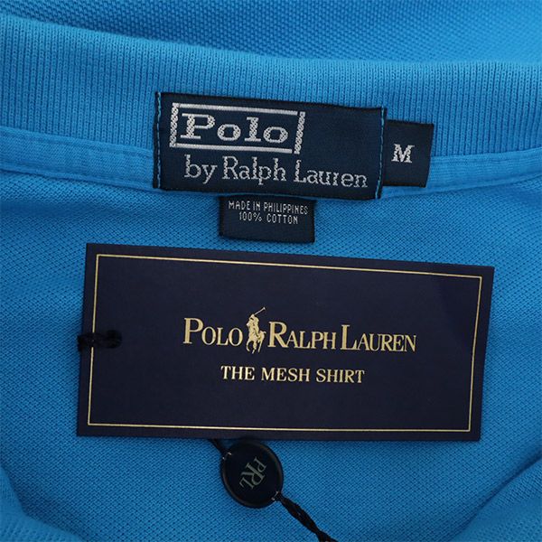未使用 Polo by Ralph Lauren ポロバイラルフローレン 半袖 ポロシャツ M ブルー 鹿の子 メンズ