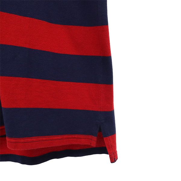 未使用 Polo by Ralph Lauren ポロバイラルフローレン ボーダー 半袖 ポロシャツ XL レッド×ネイビー 鹿の子 メンズ