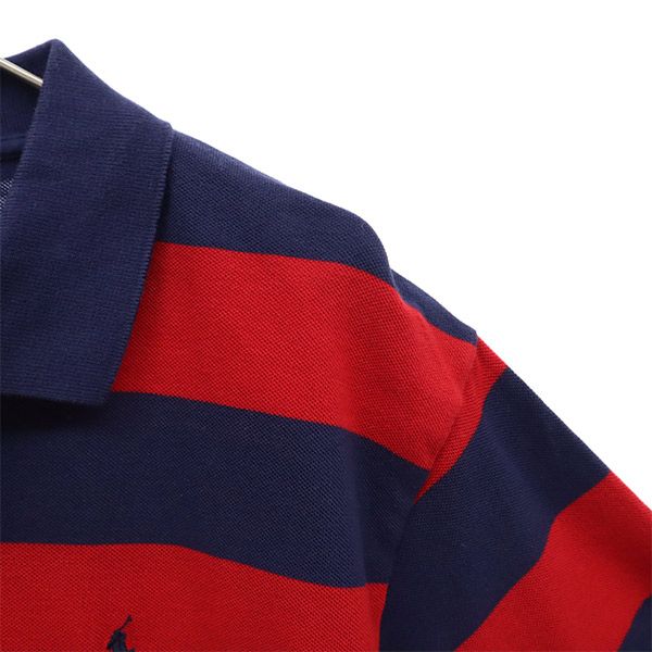 未使用 Polo by Ralph Lauren ポロバイラルフローレン ボーダー 半袖 ポロシャツ XL レッド×ネイビー 鹿の子 メンズ