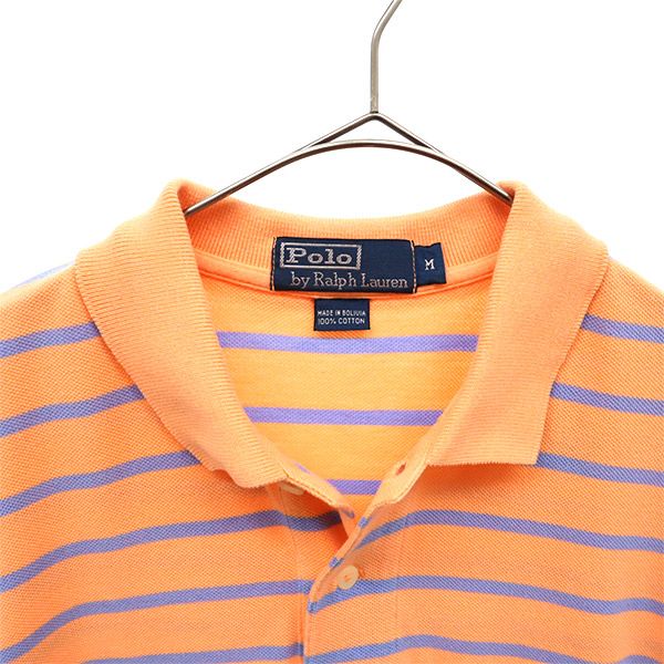 Polo by Ralph Lauren ポロバイラルフローレン 未使用 ボーダー 半袖 ポロシャツ M オレンジ×ブルー メンズ
