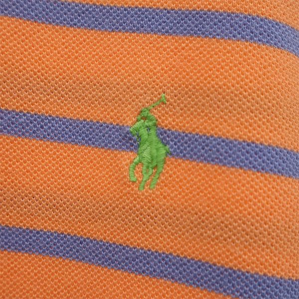 Polo by Ralph Lauren ポロバイラルフローレン 未使用 ボーダー 半袖 ポロシャツ M オレンジ×ブルー メンズ