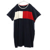 トミーヒルフィガー 切替 半袖 ワンピース 3X ネイビー TOMMY HILFIGER ビッグサイズ レディース