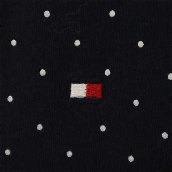 トミーヒルフィガー ドット柄 半袖 Vネック ワンピース XL ネイビー TOMMY HILFIGER レディース