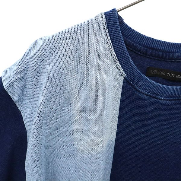 TETE HOMME テットオム 未使用 半袖 切替 トレーナー L ネイビー系 スウェット メンズ