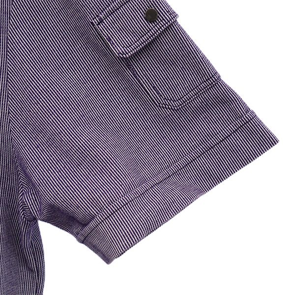 ジョゼフオム 日本製 ストライプ柄 半袖 ポロシャツ 46 パープル系 JOSEPH HOMME メンズ