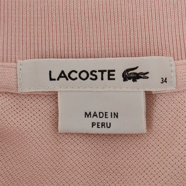 ラコステ ロゴワッペン 半袖 ポロシャツ 34 ピンク LACOSTE レディース