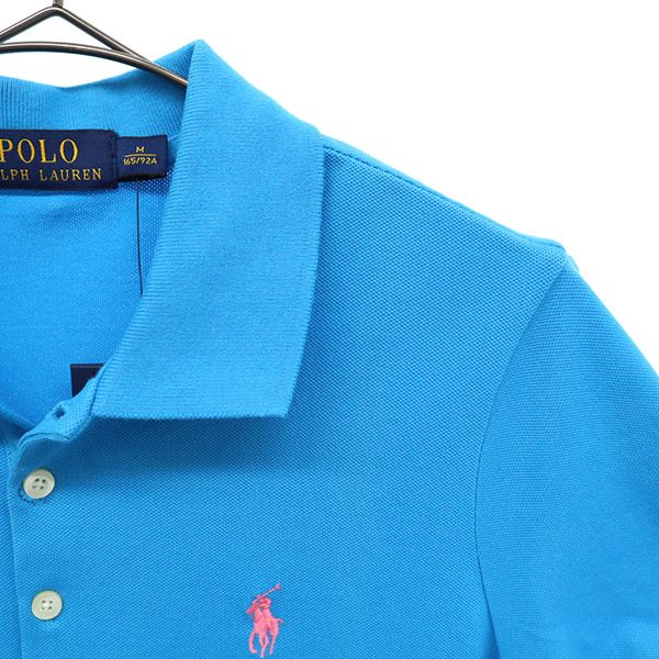 ポロラルフローレン 未使用 半袖 ポロシャツ M ブルー POLO RALPH LAUREN 鹿の子 レディース