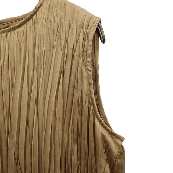 未使用 スピックアンドスパン 日本製 ノースリーブ ロングワンピース F ベージュ Spick and Span レディース