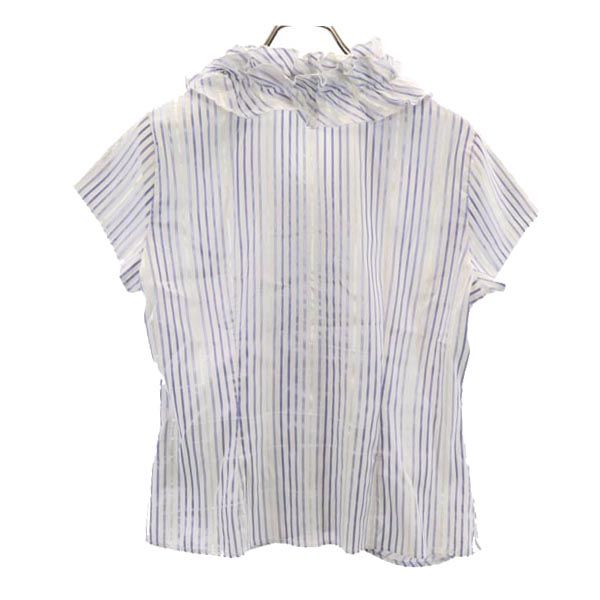 ナラカミーチェ ストライプ柄 半袖 スタンドフリル ブラウス 3 ブルー系 NARACAMICIE シャツ レディース