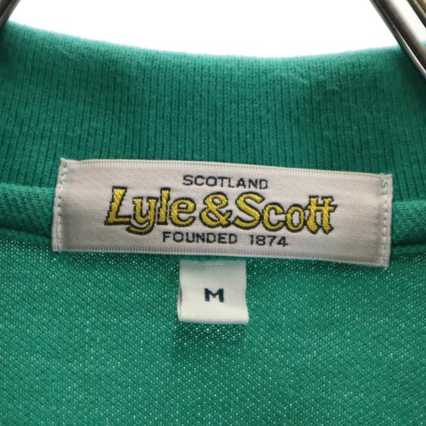 ライルアンドスコット ロゴ刺繍 ゴルフ 半袖 ポロシャツ M グリーン系 LYLE&SCOTT 鹿の子地 メンズ