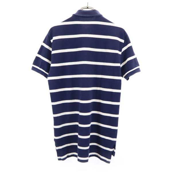 ポロバイラルフローレン ボーダー柄 半袖 ポロシャツ S ネイビー系 Polo by Ralph Lauren 鹿の子地 メンズ