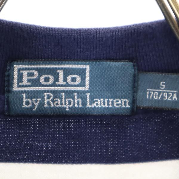 ポロバイラルフローレン ボーダー柄 半袖 ポロシャツ S ネイビー系 Polo by Ralph Lauren 鹿の子地 メンズ