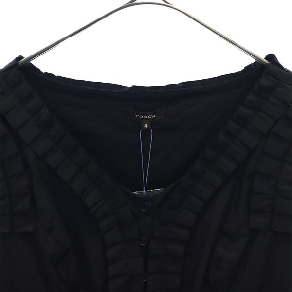 未使用 TOCCA トッカ 日本製 フリル ノースリーブ ワンピース 4 ブラック レディース