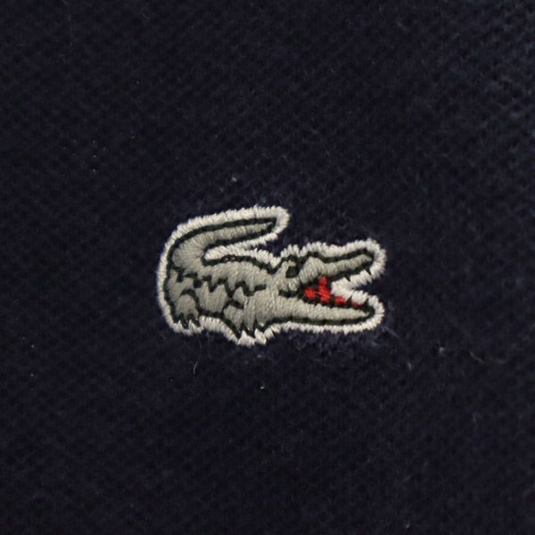 ラコステ ワッペン 半袖 ポロシャツ XS ネイビー LACOSTE 鹿の子 メンズ