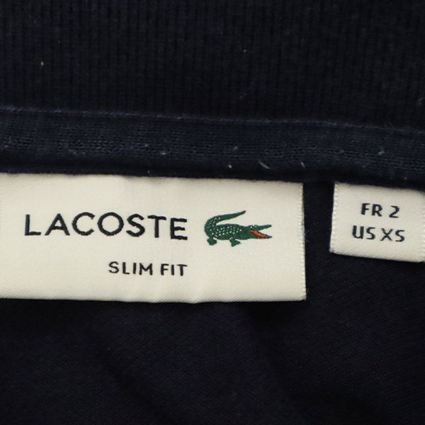ラコステ ワッペン 半袖 ポロシャツ XS ネイビー LACOSTE 鹿の子 メンズ