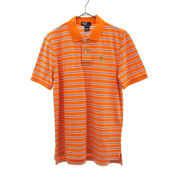 未使用 Polo by Ralph Lauren ポロバイラルフローレン ボーダー 半袖 ポロシャツ L（14-16） オレンジ 鹿の子 キッズ