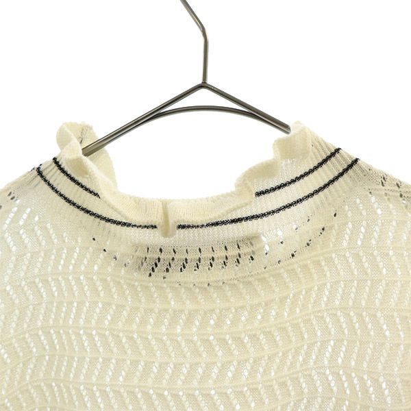 ザラ ボーダー 半袖 セーター L ホワイト系 ZARA ニット レディース