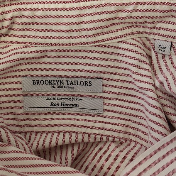 Ron Herman ロンハーマン ブルックリンテイラーズコラボ ストライプ 長袖 ボタンダウンシャツ S ピンク系 レディース