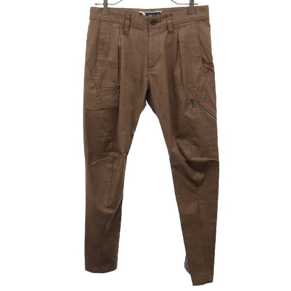 未使用 OAKLEY オークリー ロゴ刺繍 ゴルフ タイト テーパードパンツ w32 ブラウン メンズ