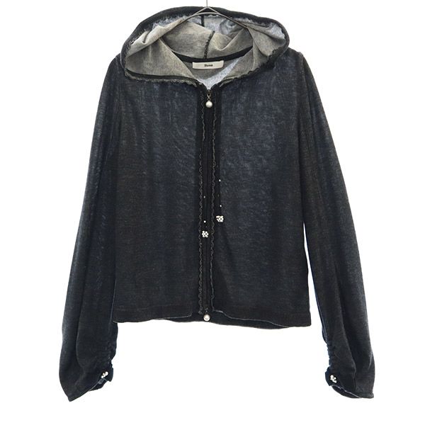 Rene ルネ 長袖 ニット ジップパーカー 36 グレー カーディガン ジャケット レディース