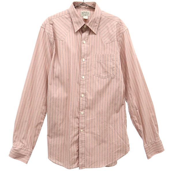RRL ストライプ 長袖 ウエスタンシャツ L ピンク ダブルアールエル ラルフローレン メンズ