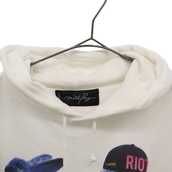 MILKBOY ミルクボーイ プリント 長袖 スウェットパーカー ホワイト系 プルオーバー トレーナー メンズ