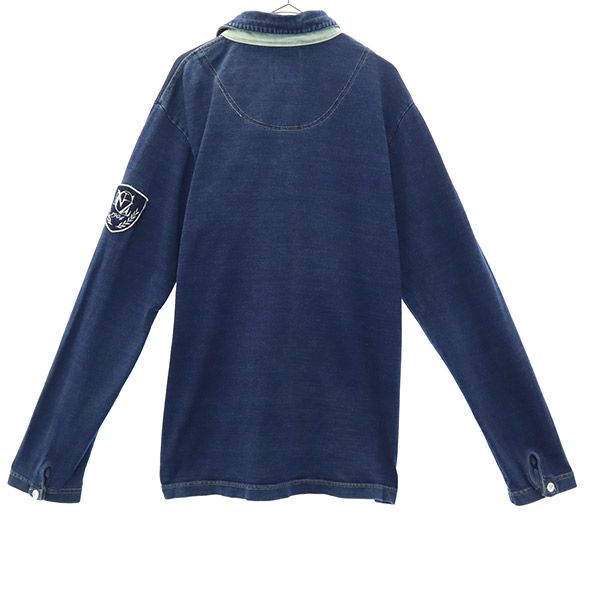 CANTERBURY OF NEW ZEALAND カンタベリー ロゴワッペン 長袖 ラガーシャツ M ネイビー ポロシャツ メンズ