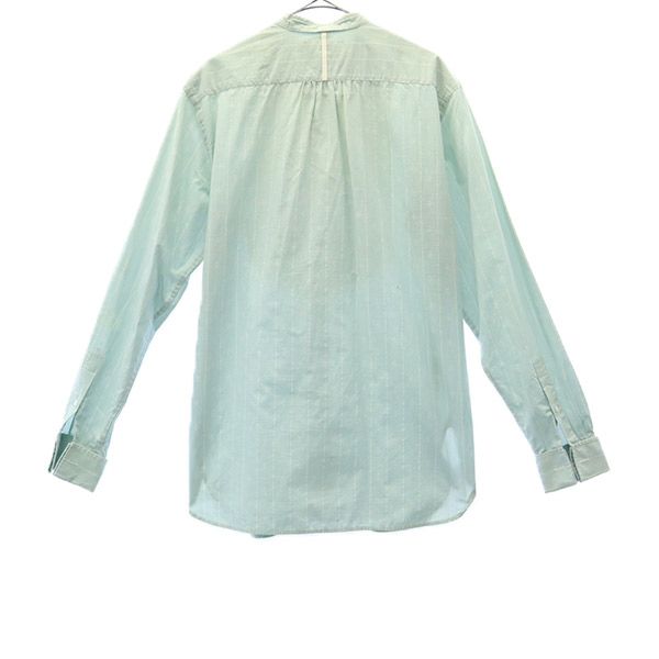 RALPH LAUREN ラルフローレン 総柄 長袖 バンドカラーシャツ 2 グリーン レディース