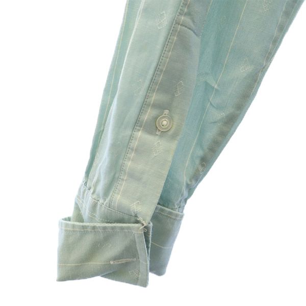 RALPH LAUREN ラルフローレン 総柄 長袖 バンドカラーシャツ 2 グリーン レディース