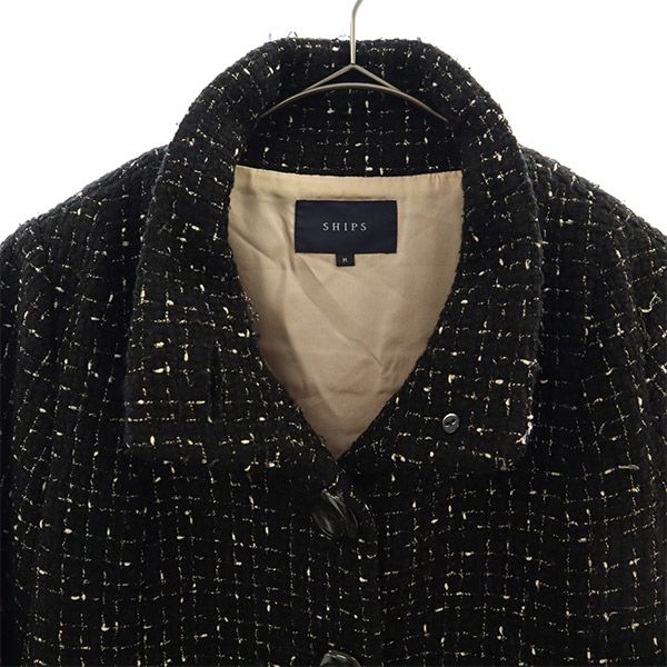 シップス チェック ツイード ジャケット M ブラック SHIPS レディース
