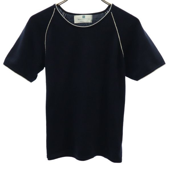 BALLANTYNE バランタイン 英国製 半袖 コットンニット カットソー ネイビー レディース