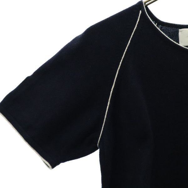 BALLANTYNE バランタイン 英国製 半袖 コットンニット カットソー ネイビー レディース