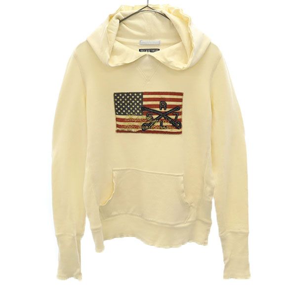 ポロジーンズカンパニーラルフローレン ワッペン 長袖 スウェットパーカー M ベージュ POLO JEANS COMPANY RALPH LAUREN プルオーバー トレーナー レディース