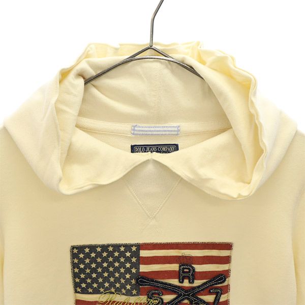 ポロジーンズカンパニーラルフローレン ワッペン 長袖 スウェットパーカー M ベージュ POLO JEANS COMPANY RALPH LAUREN プルオーバー トレーナー レディース