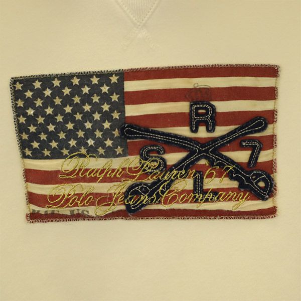 ポロジーンズカンパニーラルフローレン ワッペン 長袖 スウェットパーカー M ベージュ POLO JEANS COMPANY RALPH LAUREN プルオーバー トレーナー レディース
