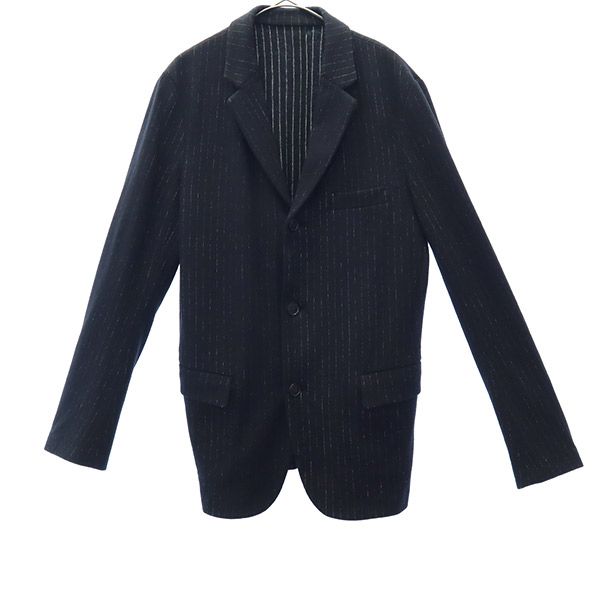 08sircus ゼロエイトサーカス ウールブレンド ストライプ テーラードジャケット 2/48 ブラック メンズ