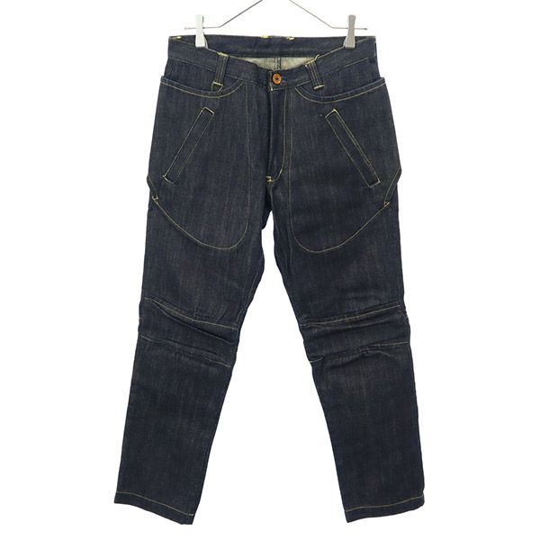 未使用 WORLD OUT SIDE ワールドアウトサイド デザイン デニムパンツ 38 ネイビー ジーパン メンズ