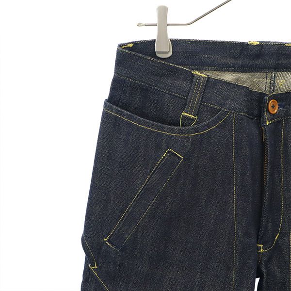 未使用 WORLD OUT SIDE ワールドアウトサイド デザイン デニムパンツ 38 ネイビー ジーパン メンズ