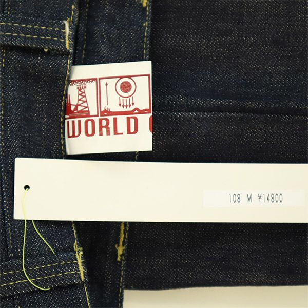 未使用 WORLD OUT SIDE ワールドアウトサイド デザイン デニムパンツ 38 ネイビー ジーパン メンズ