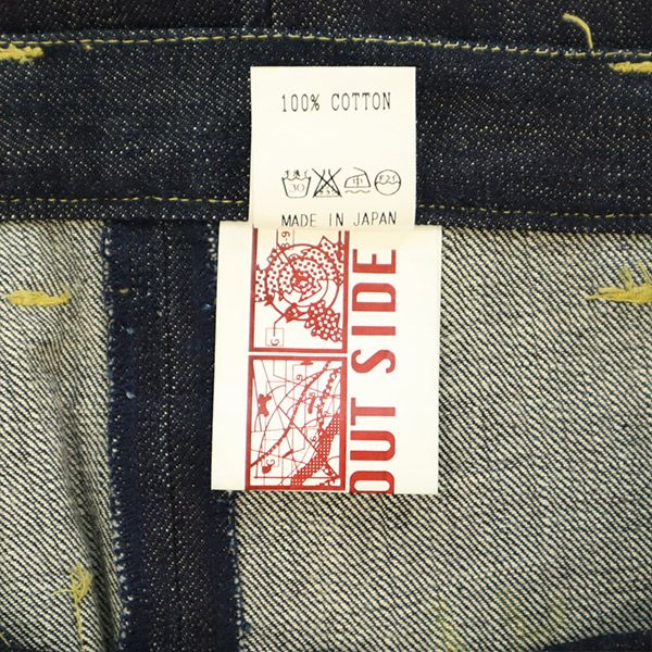 未使用 WORLD OUT SIDE ワールドアウトサイド デザイン デニムパンツ 38 ネイビー ジーパン メンズ