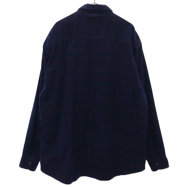 HAZARDOUS PRODUCTS ハザードプロダクツ 日本製 チェック 長袖 コーデュロイシャツ L ネイビー ジャケット メンズ