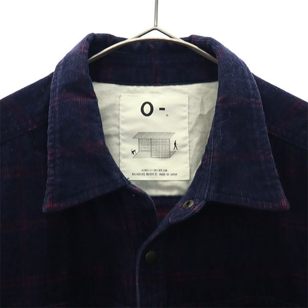 HAZARDOUS PRODUCTS ハザードプロダクツ 日本製 チェック 長袖 コーデュロイシャツ L ネイビー ジャケット メンズ