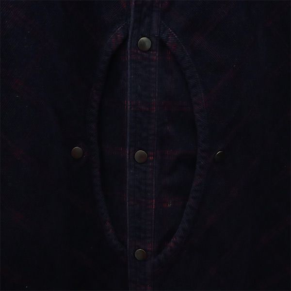 HAZARDOUS PRODUCTS ハザードプロダクツ 日本製 チェック 長袖 コーデュロイシャツ L ネイビー ジャケット メンズ