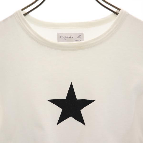 アニエスベー 日本製 プリント 半袖 Tシャツ T1 ホワイト系 agnes b. レディース