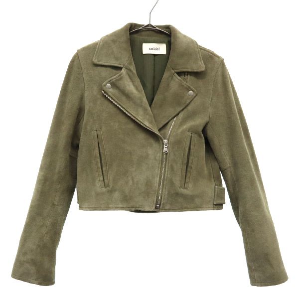 SNIDEL スナイデル ラムスエード ダブル ライダースジャケット 0 カーキ SWFJ181182 レディース