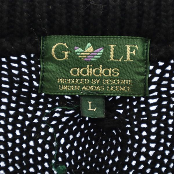 adidas アディダス ウールブレンド 総柄 ゴルフ 長袖 セーター L ブラック スポーツ ニット メンズ