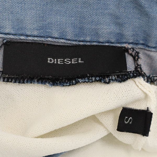 DIESEL ディーゼル 切替 長袖 ワンピース S ホワイト レディース