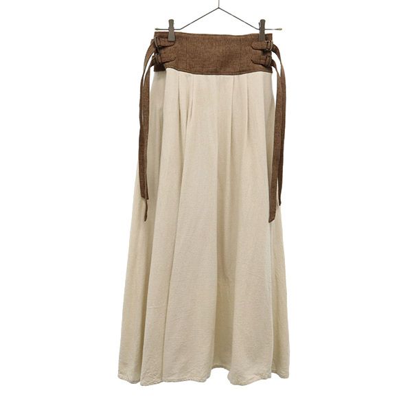 dxuly. ハディクリー ハイウエスト ロングスカート ブラウン×ベージュ レディース